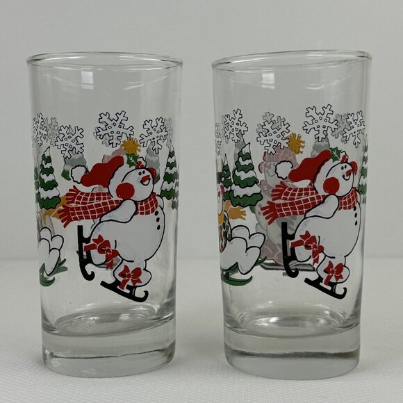 Vintage 1999 Home Interiors Snowman Holiday Drinking Glasses 10 oz Set Of 2 - Picture 8 of 12